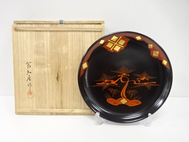 JAPANESE COLLECTIBLE / SHUHO-NURI ROUND TRAY / OSHICHIYA-ZUKURI